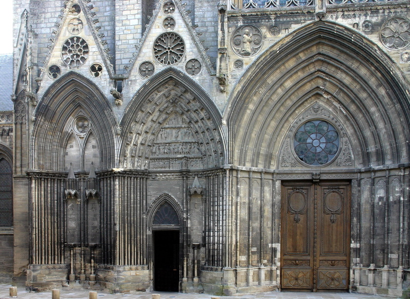 built structure, history, abbey, building exterior, spirituality, religion, 1080P, gothic style, belief, bayeux cathedral, facade, entrance, architecture
