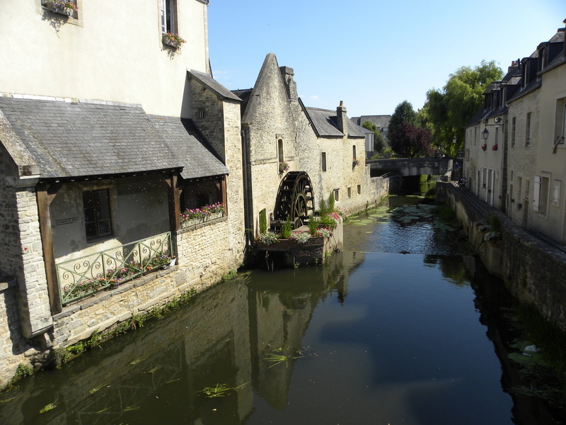 nature, highlights, sky, 4K, mill, built structure, town, waterfront, bayeux, residential district, no people, plant, house, river, reflection, outdoors
