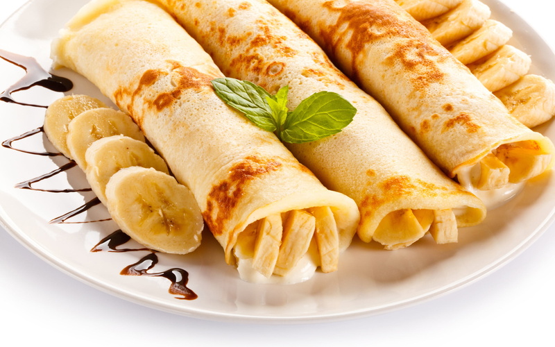 food, 2K, pancakes, bananas, crepes