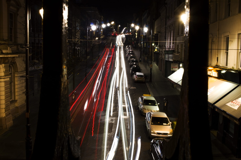 londonderry, night, headlight, building exterior, outdoors, illuminated, 4K, united kingdom, motor vehicle, blurred motion, long exposure, land vehicle