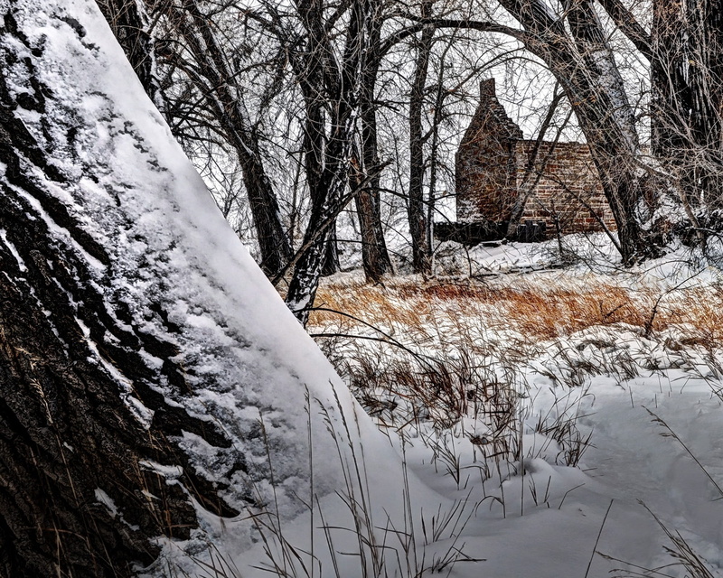 snowcapped mountain, tree, plant, trunk, cabin, outdoors, robert strauss, fort collins, frozen, tranquil scene, nature, 1080P, non-urban scene, scenics - nature
