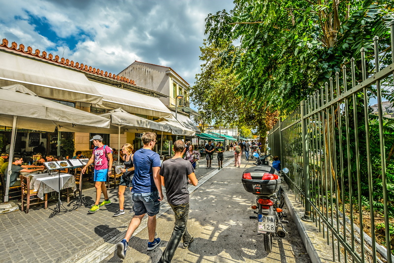 built structure, lifestyles, leisure activity, young, travel, sunny, 4K, building exterior, plant, Plaka, real people, people, monastraki, architecture