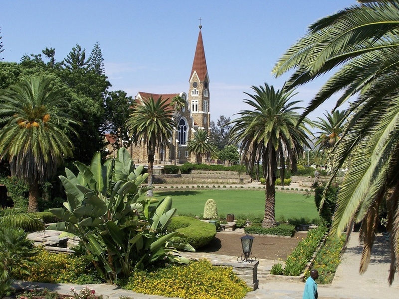 720P, africa, palms, grass, palm tree, place of worship, travel, built structure, outside, travel destinations, man, tower, namibia, building exterior