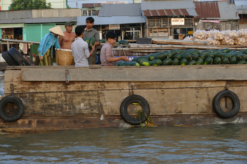 mekong delta, lifestyles, casual clothing, water, transport, women, floating market, trade, males, vegetable, boot, men, transportation, mekong river, market