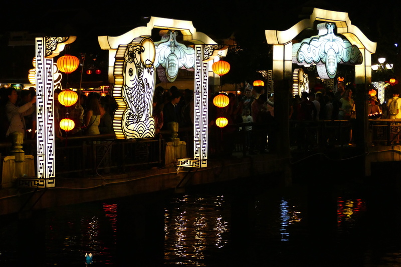 lake, darkness, unesco, new years day, reflection, outdoors, paper lantern, bridge, lighting equipment, light, water, decoration, electric lamp, building exterior