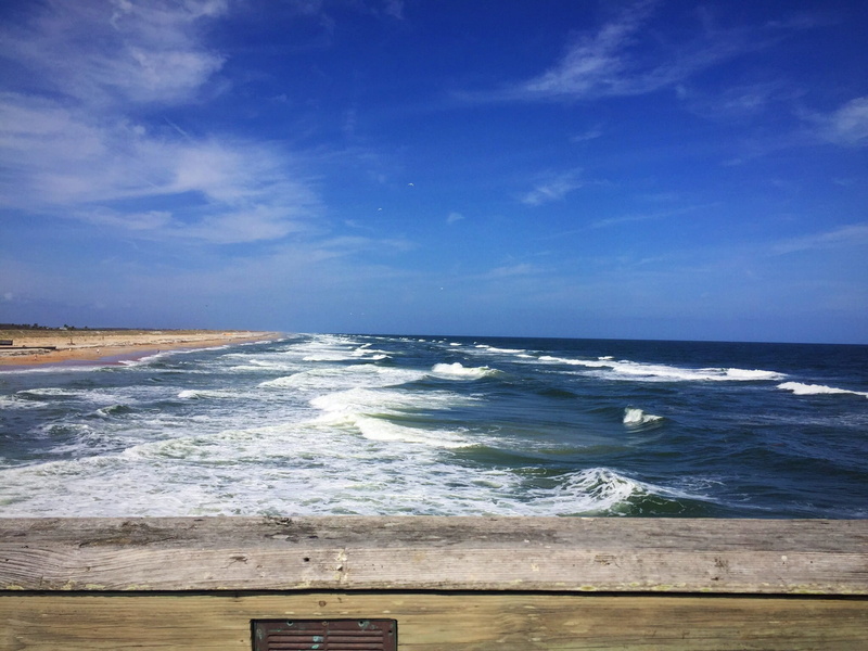 pier, aquatic sport, outdoors, united states, 1080P, ocean, tide, water, horizon over water, wave, sand, st. augustine, blue, scenics - nature, land, cloud - sky