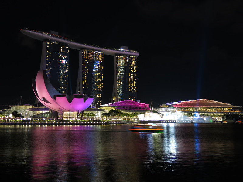 travel, light, outdoors, building, no people, landmark, river, singapore, nightlife, travel destinations, luxury hotel, city, waterfront, built structure