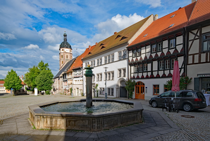 day, church, sculpture, europe, motor vehicle, statue, germany, urban Scene, city, sangerhausen, cloud - sky, places of interest, built structure, cityscape