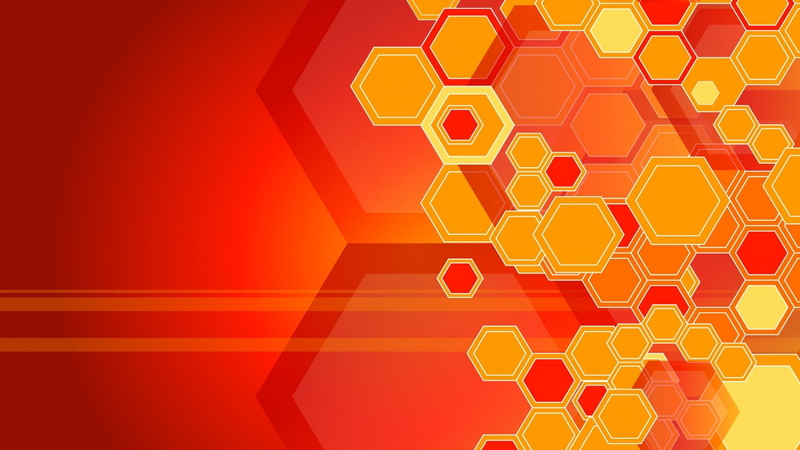 pattern, hexagon, artwork, 1080P, digital art, abstract, geometry, orange