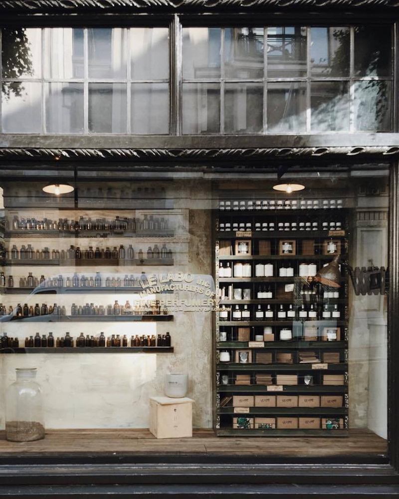 building, window, transparent, communication, le, architecture, bottles, display, fragrance, apartment, storefront, le labo, business, shop, built structure
