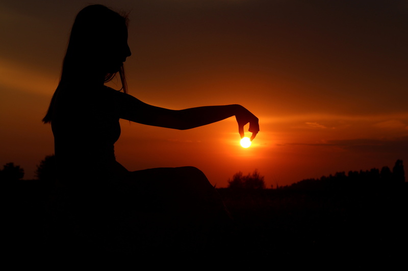 tranquility, silhouette, sky, outdoors, lifestyles, orange color, leisure activity, beauty in nature, play, adult, idyllic, nature, one person, shadows