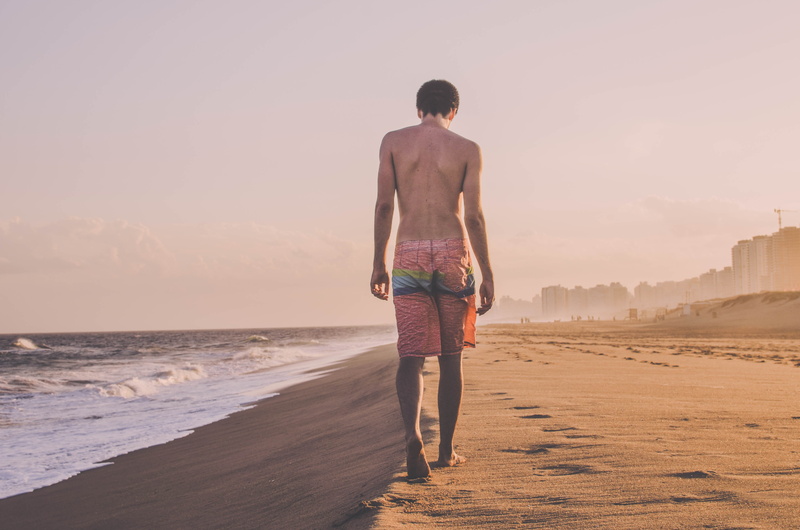 shirtless, sea shore, one man only, man, water, walk, summer, walking, 4K, only men, male, standing, beauty in nature, guy, looking at view, lifestyles