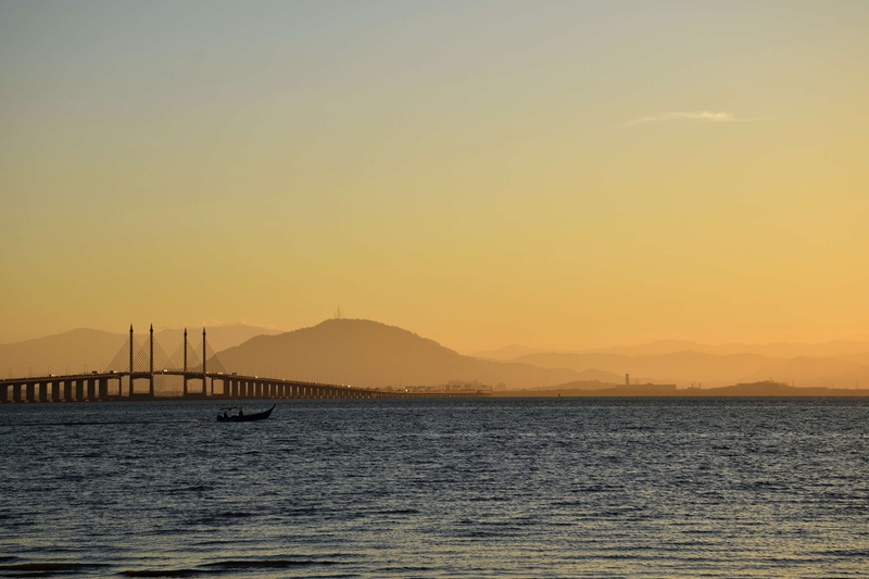 nature, silhouette, sunrise, no people, sea, idyllic, 4K, orange color, penang, sunset, nautical vessel, copy space, mountain, asia, beach, tranquility