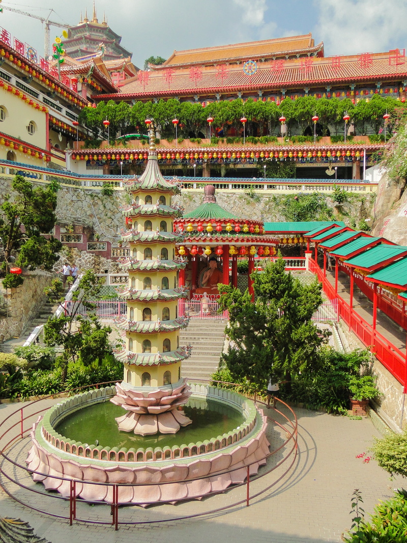building exterior, sky, plant, outdoors, religion, penang, built structure, malaysia, kek lok si temple, city, travel, 2K, travel destinations, day, building