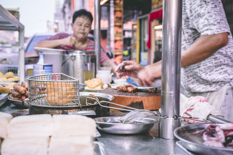 preparing food, market, food and drink, hand, malaysia, selective focus, asian, close-up, women, hawker, preparation, adult, men, people, george town, choice
