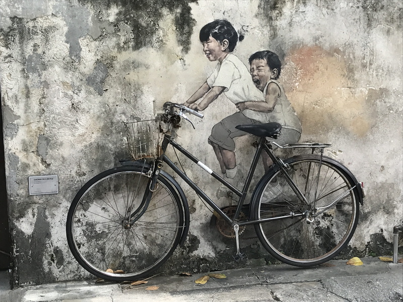 asia, activity, wall - building feature, retro styled, couple - relationship, positive emotion, land vehicle, outdoors, lifestyles, holiday, full length