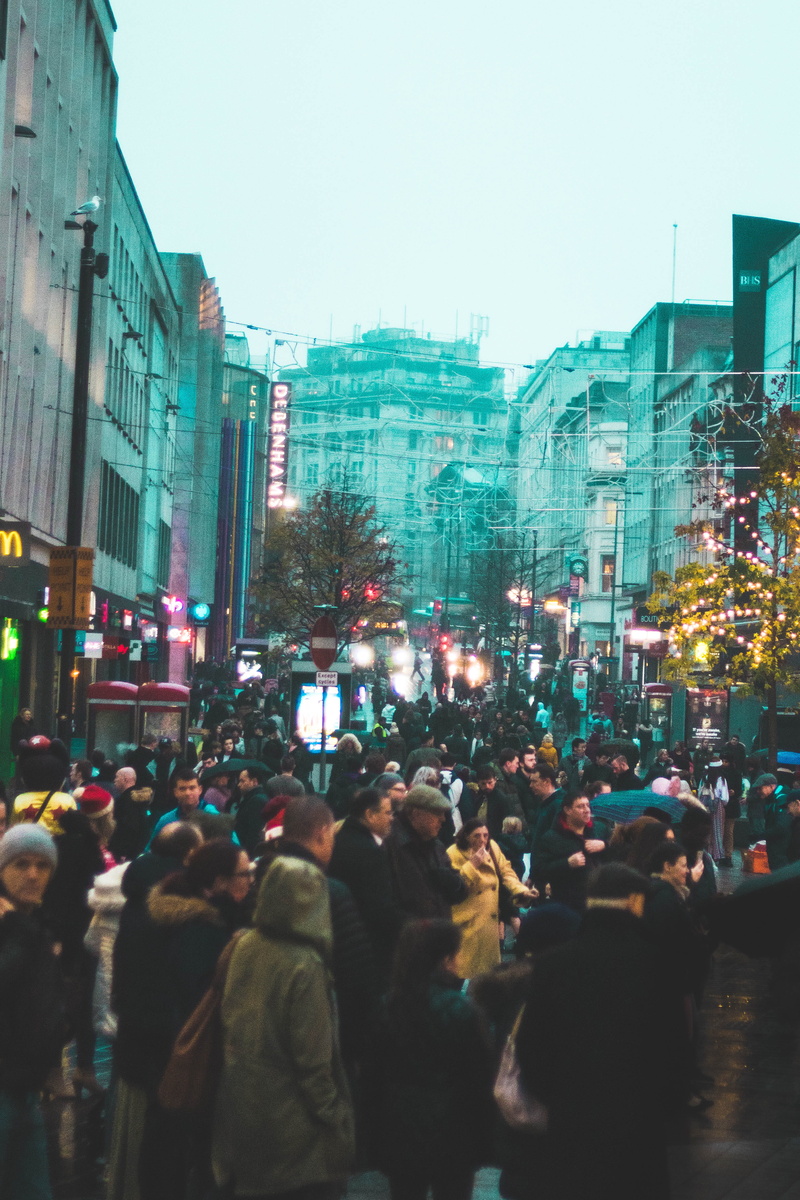 outdoors, real people, sky, 4K, urban, architecture, crowd, lights, busy, illuminated, color, nature, building, city, men, rush, mass, group of people