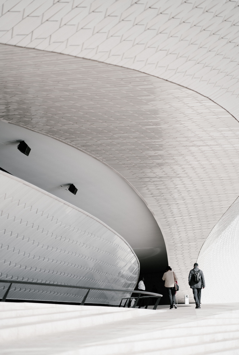person, incidental people, people, 8K, two, men, architecture, line, building, lifestyles, flooring, minimal, built structure, curf, pattern, ceiling
