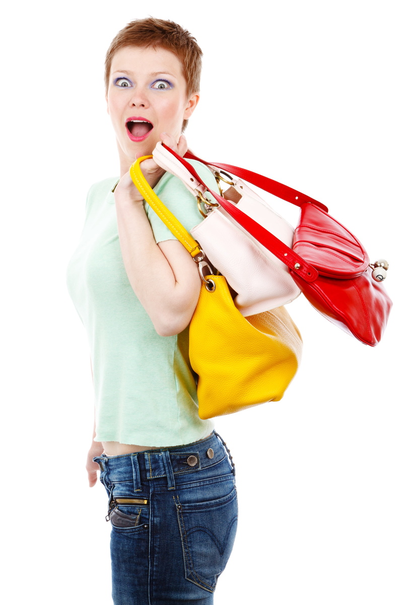 buyer, woman, portrait, young adult, yellow, cute, sale, three quarter length, isolated, adult, mall, beautiful woman, shopping, standing, white background