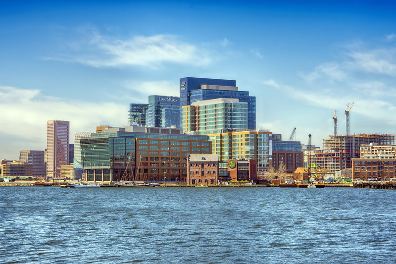 skyscraper, tall - high, urban, no people, ship, modern, built structure, nature, architecture, harbor, office, outdoors, 4K, sea, building exterior, baltimore