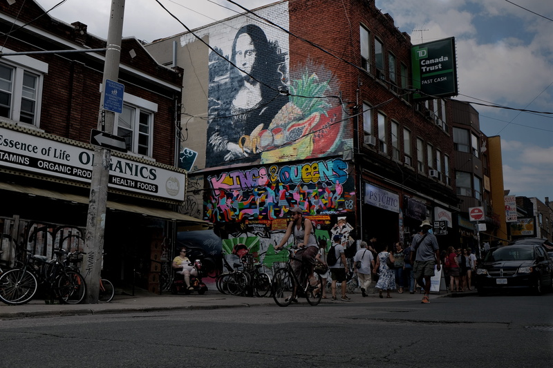 grafitti, organic, land vehicle, architecture, building exterior, canada, bicycle, communication, building, bikes, ontario, outdoors, road, kensington market