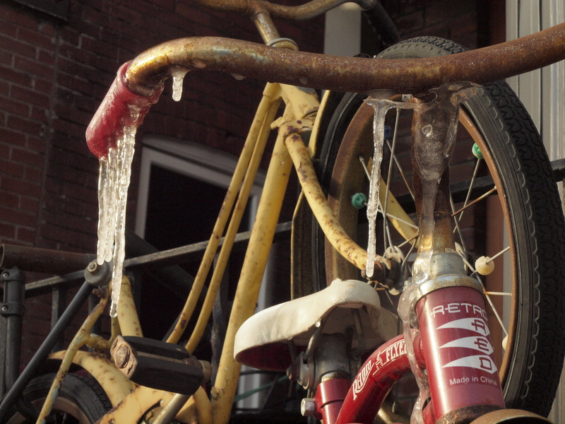 kensington market, transportation, machine valve, tricicle, the past, photography, abandoned, vintage, wheel, obsolete, land vehicle, frozen, toronto, water frozen