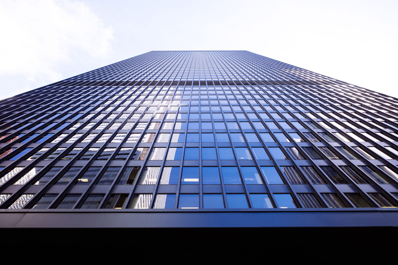 window, canada, reflection, dominion centre, modern, low angle view, toronto, skyscraper, city, 2K, office, nature, building, mies van der rohe