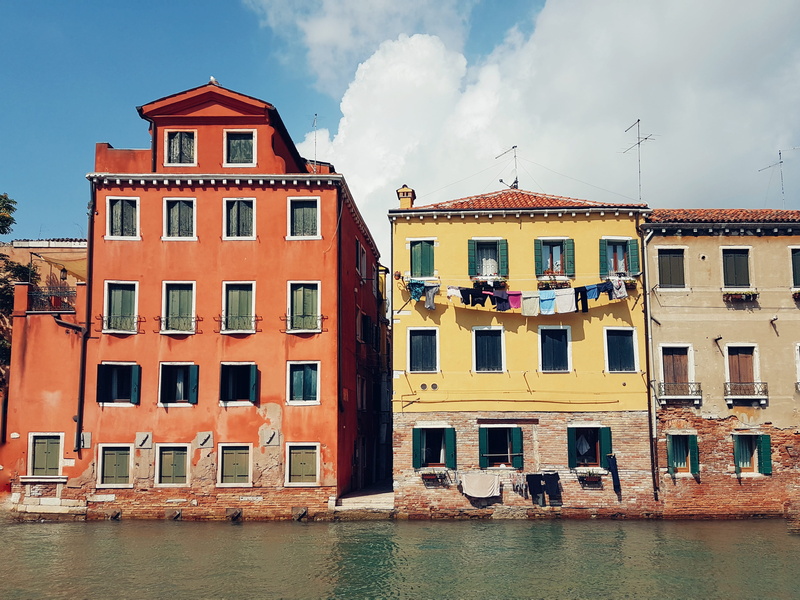 photography, residential building, river, colorful, town, buildings, no people, building, architecture, cloud - sky, nature, row house, outdoors, cityscape