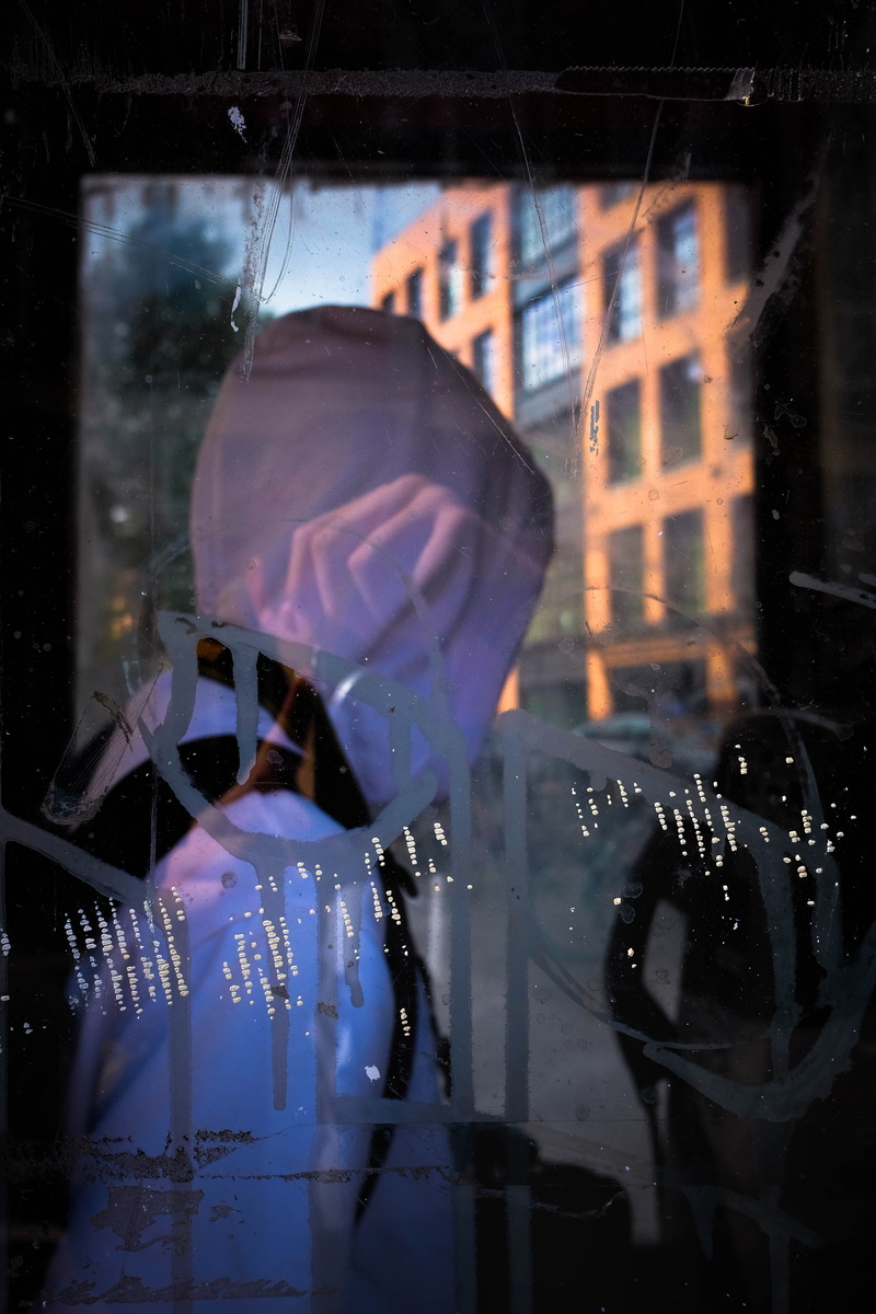 street, hoodie, distortion, grafiti, reflection, shoreditch, postbox, clothing, person, real people, transportation, mysterious, text, urban, indoors, helmet