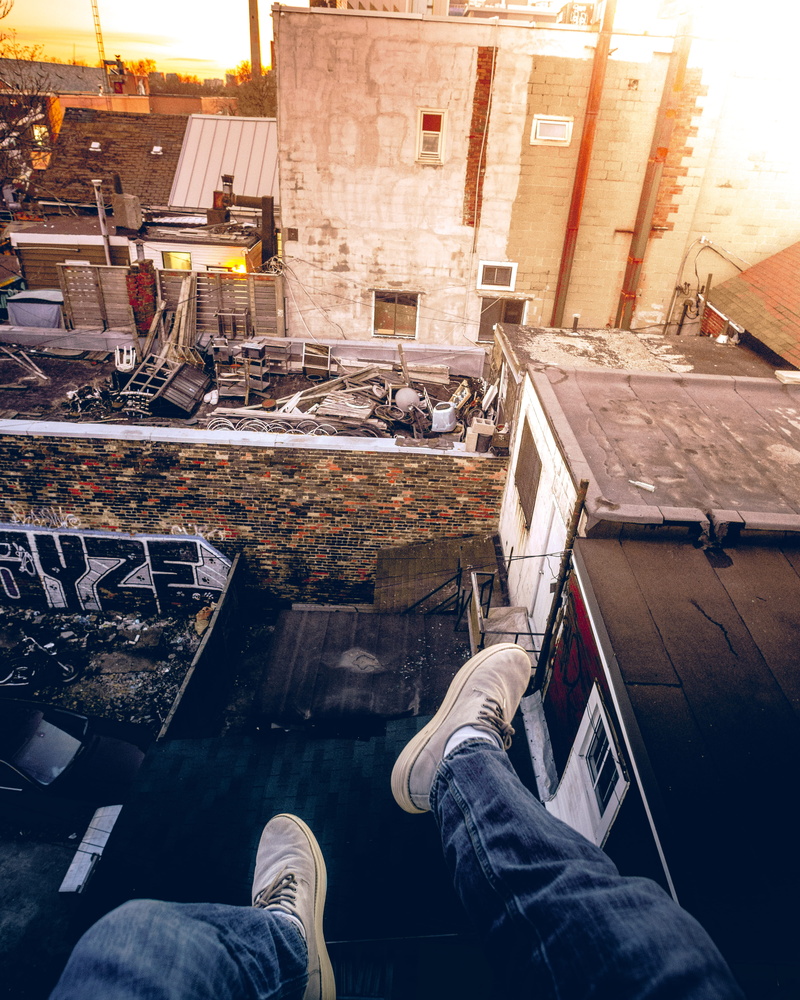 kensington market, shoe, human leg, leisure activity, roof, leg, urban, life, jeans, human foot, pov, above, sunset, canada, personal perspective, real people