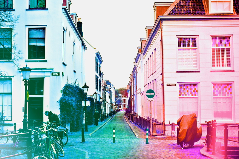 people, surrounded, bike, blue, city, path, nederland, buildings, street, real people, 4K, outdoors, nature, houses, lamp post, incidental people, cobblestone