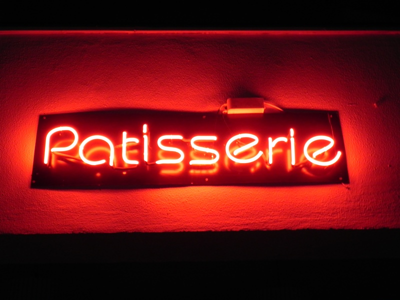 red, french, no people, tasty, 2K, france, sweetshop, wall - building feature, patisserie, sweets, night, lighting equipment, bakery, delicacy, orthographic symbol