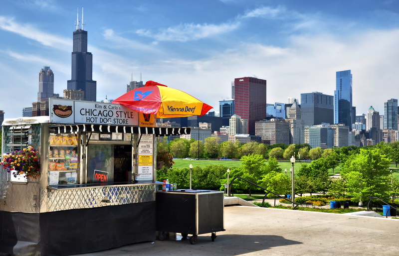 chicago, bistro, skyscrapers, 4K, usa, park, city