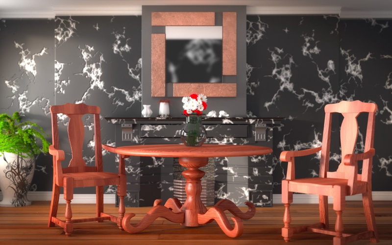 decor, armchair, home Interior, apartment, brown, design, style, fireplace, wood, 720P, bistro, flowers, nature, absence, wooden, living Room, house, furniture