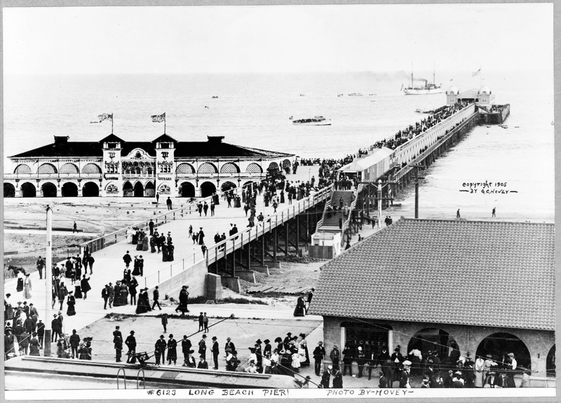United States, crowd, los angeles, water, nature, men, transportation, 1905, long, long beach pier, arts And Entertainment, pier, concepts And Ideas, travel