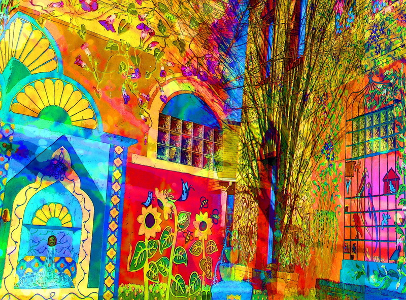 built structure, imagionation, 2K, ornate, creativity, pattern, graffiti, outdoors, wall - building feature, craft, Murals, floral pattern, imagination