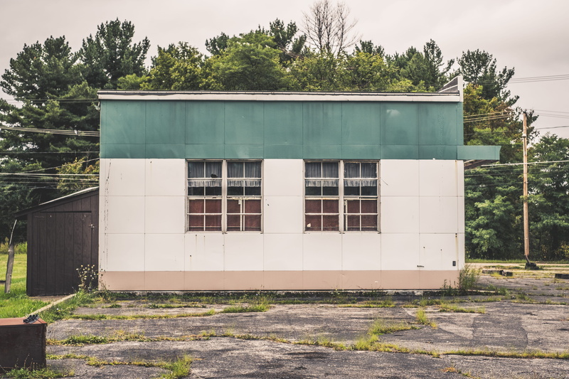 outdoors, shop, tree, wall, retro, abandoned, nature, windows, door, no people, building exterior, obsolete, sky, storefront, decay, day, 5K, decayed