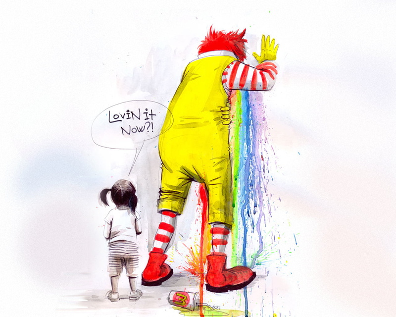 indoors, girls, backgrounds, females, food, mcdonald, drawing - Activity, day, paint, standing, art and craft, painting, painted Image, creativity, multi Colored