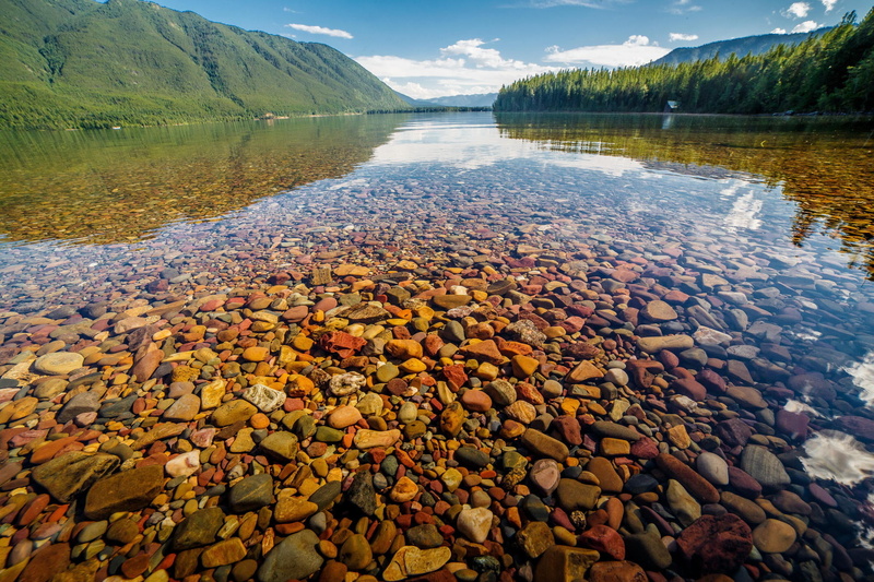 day, rock, outdoors, idyllic, Montana, non-urban scene, no people, mountain, green, Landscape, reflection, water, Lake McDonald, tranquil scene, stone