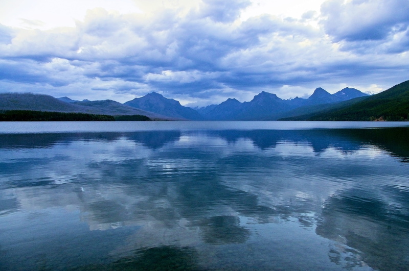 park, mountain, reflection, tranquil scene, non-urban scene, water, skyline, clouds, mountain range, dark, nature, scenic, glacier national park, montana