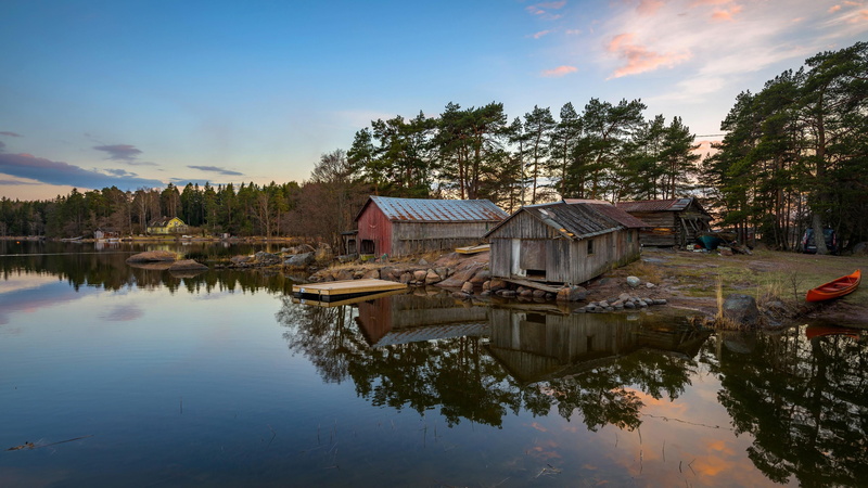 evening, day, water, nature, sky, monsala, sea, coast, lake, reflection, mussalo, tranquility, house, no people, 4K, architecture, cloud - sky, finland