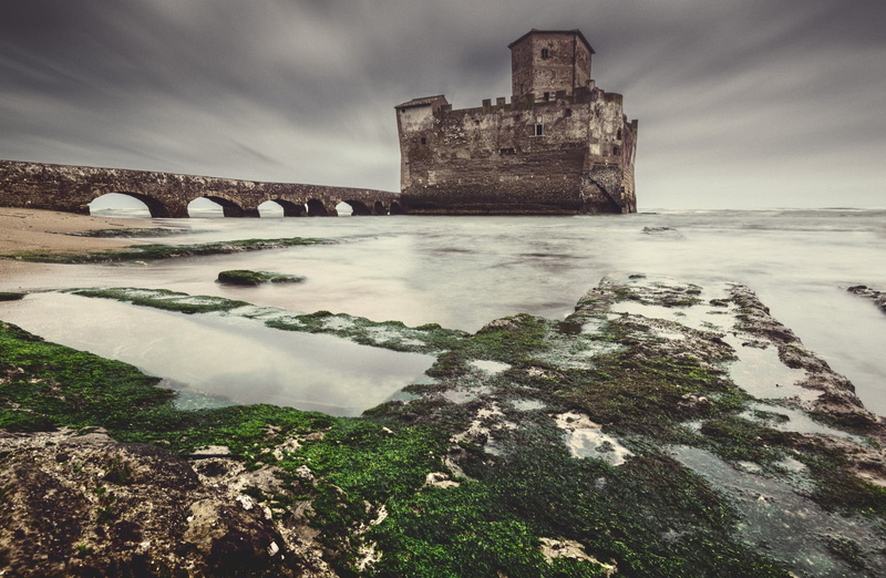 tripod, brown, astura, tirreno, Still, seaweed, Long, Water, Fortress, no people, architecture, Vintage, muted, damaged, 1080P, abandoned, sea, scenics - nature
