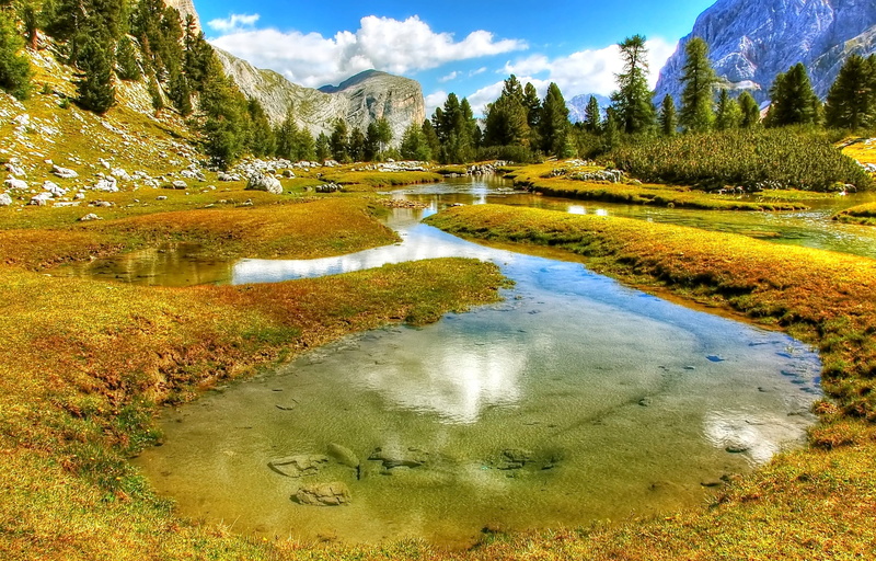 body, outdoors, hiking, nature, river, italy, flowing water, stream - flowing water, time, south tyrol, summer, boulders, sun, Fanes, Landscape, alm, tranquil scene