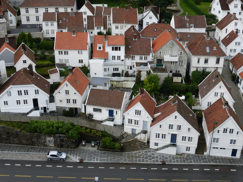 old, house, high angle view, residential district, plant, day, car, building, mode of transportation, row house, outdoors, roof, no people, built structure