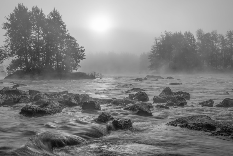 photo, rapid, bandW, 5K, forest, landscape, river, sunrise, scenics, water, rapids, grayscale, nature, kymijoki, nikon  D600, tree, nikkor, koski, kymi