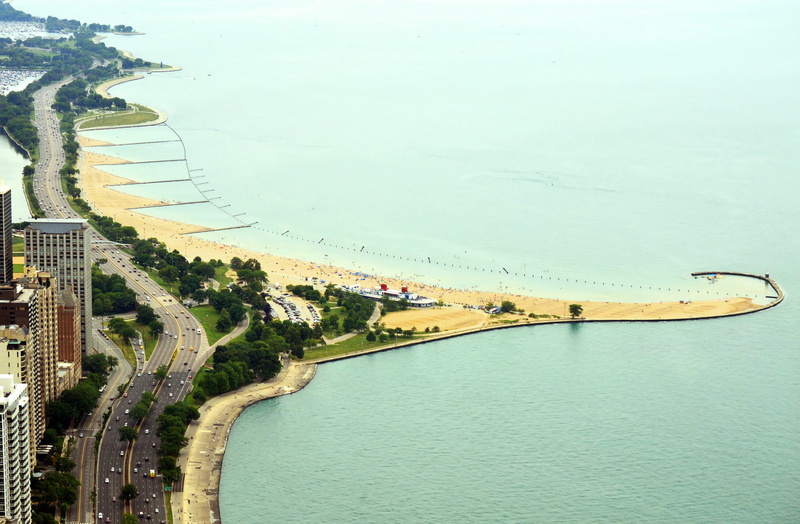 fun, gold, sky, harbor, chicago, sea, summer, lagoon, coast, shoreline, beach, shore, land, 2K, lincoln, building exterior, scenics - nature, waterfront