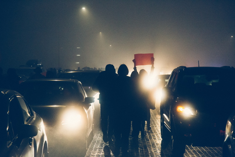 5K, mode of transportation, crowd, demonstration, rear view, protest, night, people, silhouette, road, headlight, transportation, city, men, motor vehicle