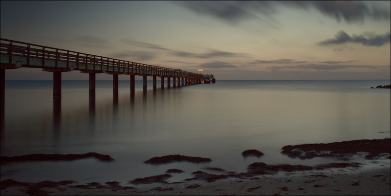 sunset, baltic sea, nature, bridge, gray, Ostsee, water, body of water, photography, sky, sea, 5K, beach, body, coastline