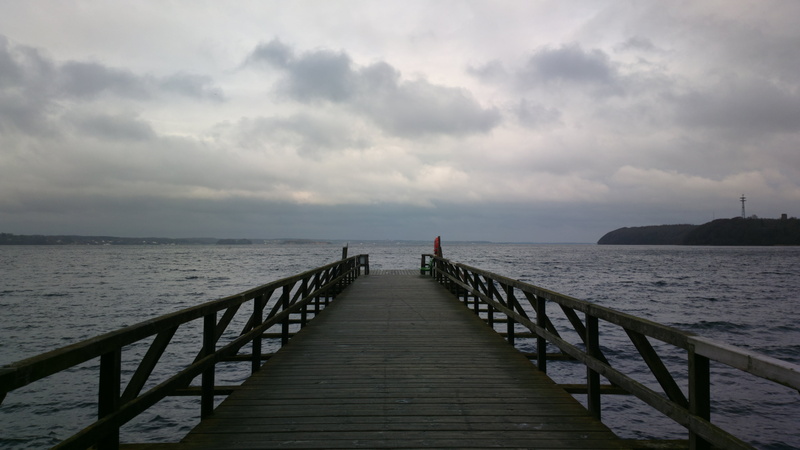 Dänemark, Förde, Wolken, sea, gray, Deutschland, 4K, Carl Zeiss, clouds, nature, person, Nokia  808  Pureview, Flensburg, wooden, dock, Schleswig-Holstein
