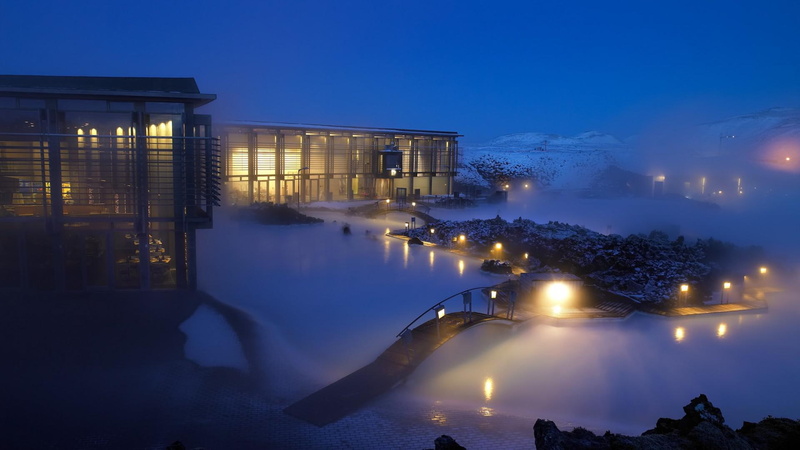 blue lagoon, lagoon, blue, winter, night, 1080P, iceland